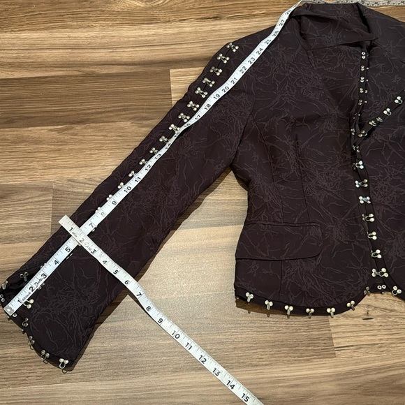 Alberto Makali Vintage Chocolate Embossed Abstract Hook Eye Embellished Jacket 8 - Picture 15 of 15